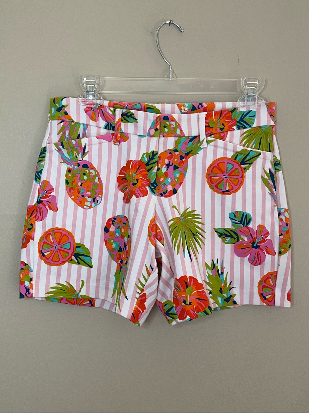 Spartina 449 Pink & Multicolor Tropical Stripe Shorts Size Small Resort Preppy